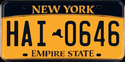 NY license plate HAI0646