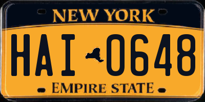 NY license plate HAI0648