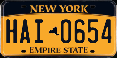 NY license plate HAI0654