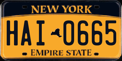 NY license plate HAI0665