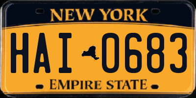 NY license plate HAI0683
