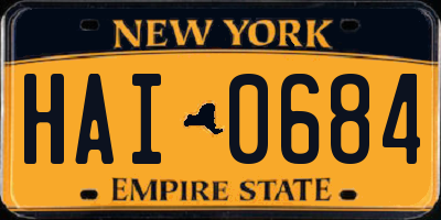 NY license plate HAI0684
