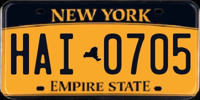 NY license plate HAI0705