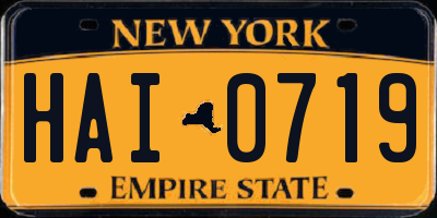 NY license plate HAI0719