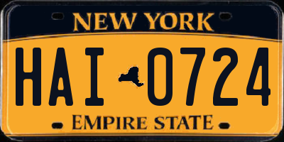 NY license plate HAI0724