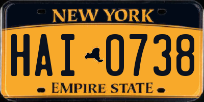 NY license plate HAI0738