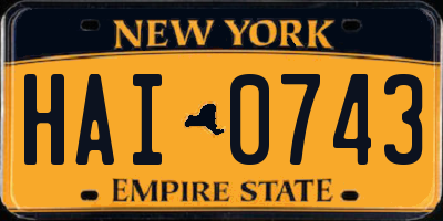 NY license plate HAI0743