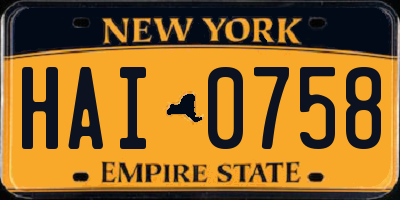 NY license plate HAI0758
