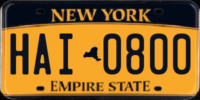 NY license plate HAI0800