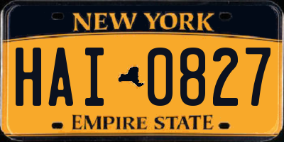 NY license plate HAI0827