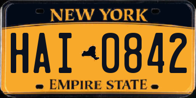 NY license plate HAI0842