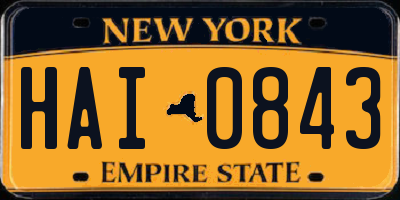NY license plate HAI0843
