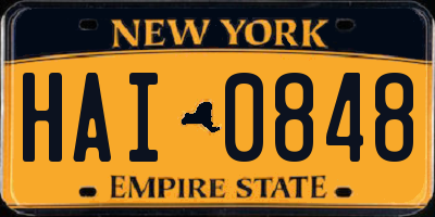 NY license plate HAI0848