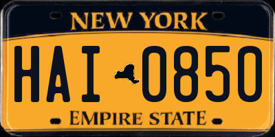 NY license plate HAI0850