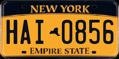 NY license plate HAI0856