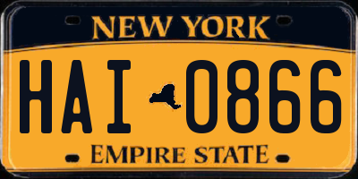 NY license plate HAI0866