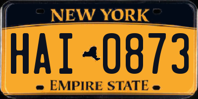 NY license plate HAI0873