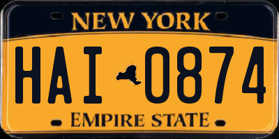 NY license plate HAI0874