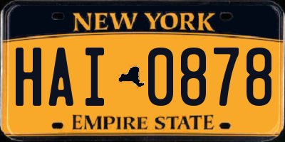 NY license plate HAI0878