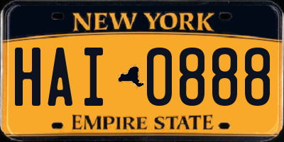 NY license plate HAI0888