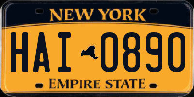 NY license plate HAI0890