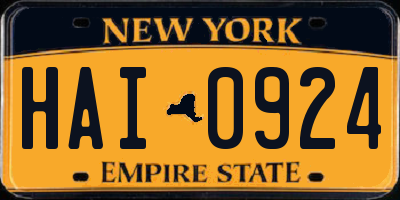 NY license plate HAI0924