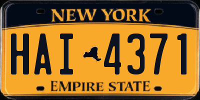 NY license plate HAI4371