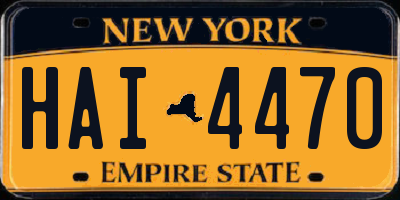 NY license plate HAI4470