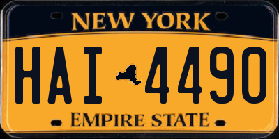 NY license plate HAI4490