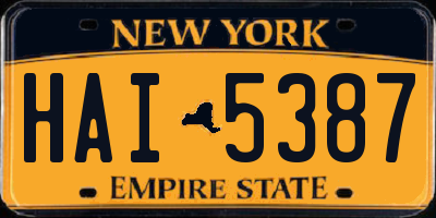 NY license plate HAI5387