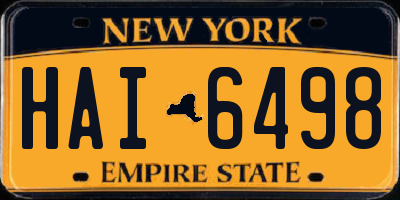 NY license plate HAI6498