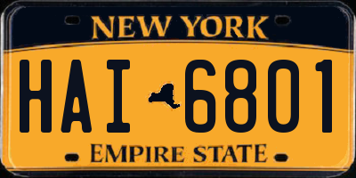 NY license plate HAI6801