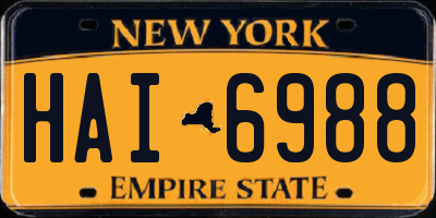 NY license plate HAI6988