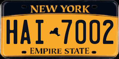 NY license plate HAI7002