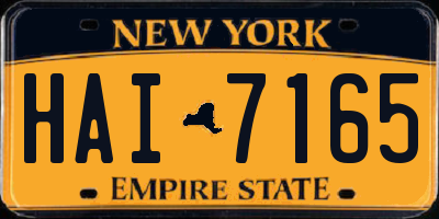 NY license plate HAI7165