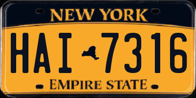 NY license plate HAI7316