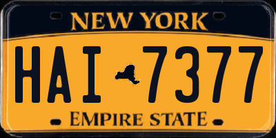 NY license plate HAI7377