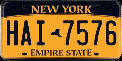 NY license plate HAI7576