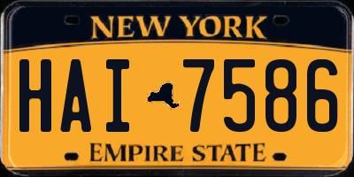 NY license plate HAI7586