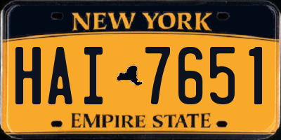 NY license plate HAI7651