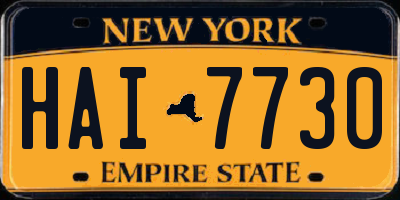 NY license plate HAI7730