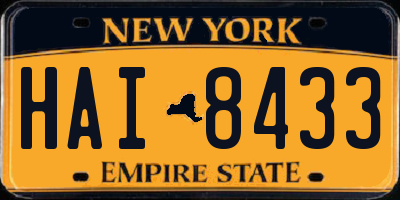 NY license plate HAI8433