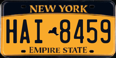 NY license plate HAI8459