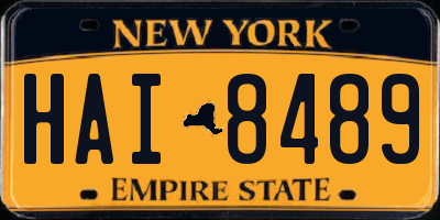 NY license plate HAI8489