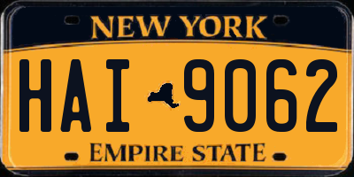 NY license plate HAI9062