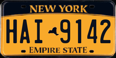 NY license plate HAI9142
