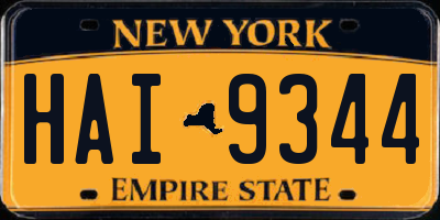 NY license plate HAI9344