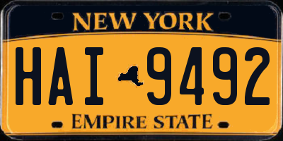 NY license plate HAI9492