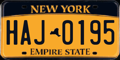 NY license plate HAJ0195