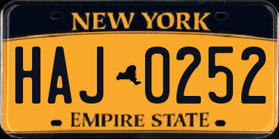 NY license plate HAJ0252